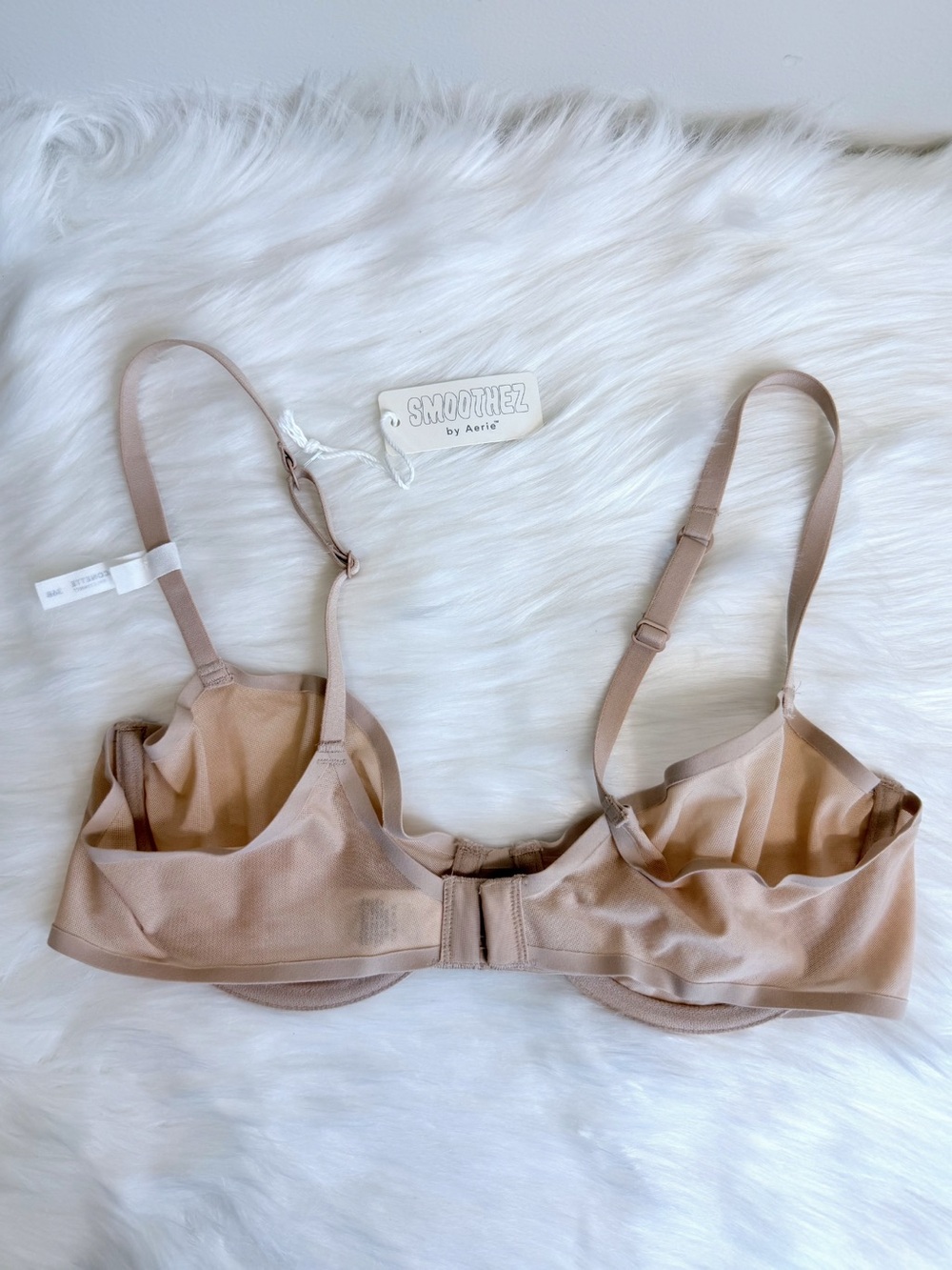 NWT SMOOTHEZ by Aerie Mesh Unlined Underwire Balconette Bra Sands (Nude)Size 34B - Picture 8 of 15